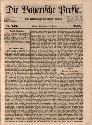 Die Bayerische Presse Donnerstag 17. Oktober 1850