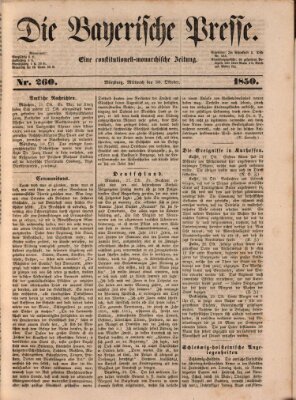 Die Bayerische Presse Mittwoch 30. Oktober 1850