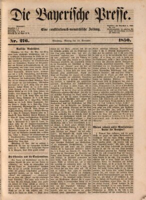 Die Bayerische Presse Montag 18. November 1850