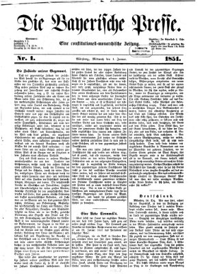 Die Bayerische Presse Mittwoch 1. Januar 1851