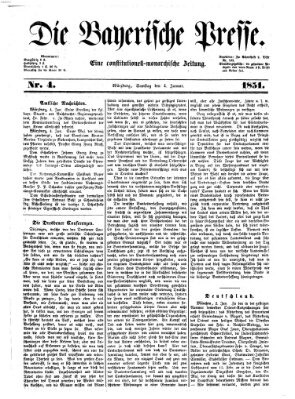 Die Bayerische Presse Samstag 4. Januar 1851