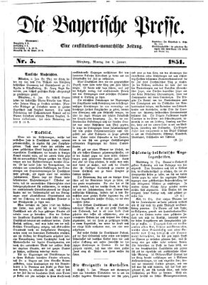 Die Bayerische Presse Montag 6. Januar 1851