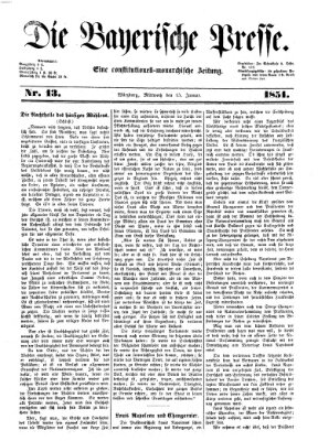 Die Bayerische Presse Mittwoch 15. Januar 1851