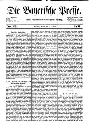 Die Bayerische Presse Montag 27. Januar 1851