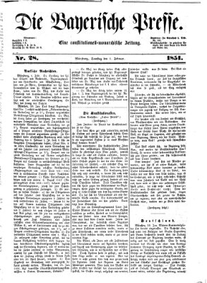 Die Bayerische Presse Samstag 1. Februar 1851