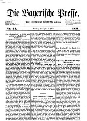 Die Bayerische Presse Samstag 8. Februar 1851