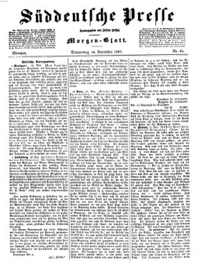 Süddeutsche Presse Donnerstag 14. November 1867