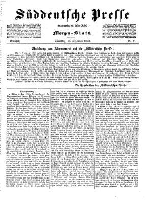 Süddeutsche Presse Dienstag 10. Dezember 1867