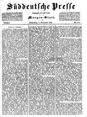 Süddeutsche Presse Donnerstag 3. September 1868