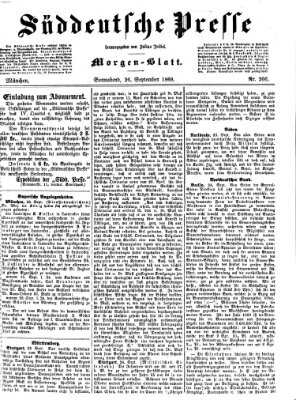 Süddeutsche Presse Samstag 26. September 1868