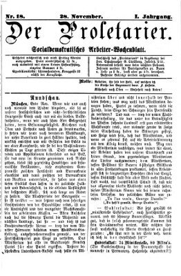 Der Proletarier Sonntag 28. November 1869