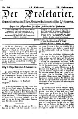 Der Proletarier Sonntag 13. Februar 1870