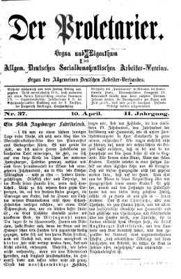 Der Proletarier Sonntag 10. April 1870