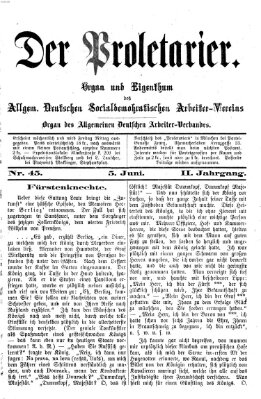 Der Proletarier Sonntag 5. Juni 1870