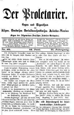 Der Proletarier Sonntag 12. Juni 1870