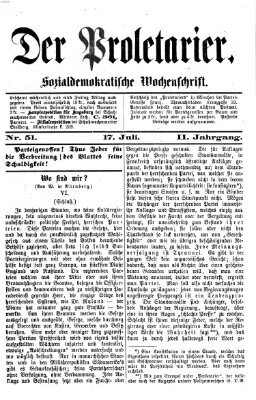 Der Proletarier Sonntag 17. Juli 1870