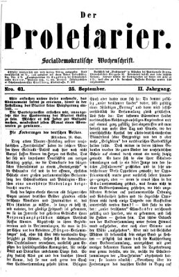 Der Proletarier Sonntag 25. September 1870