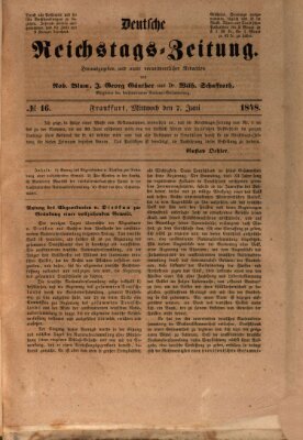 Deutsche Reichstags-Zeitung Mittwoch 7. Juni 1848