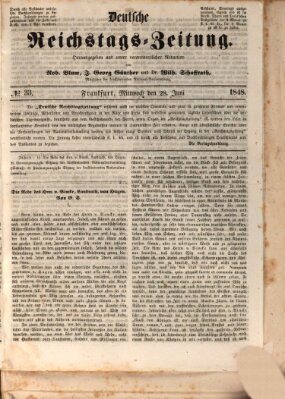 Deutsche Reichstags-Zeitung Mittwoch 28. Juni 1848