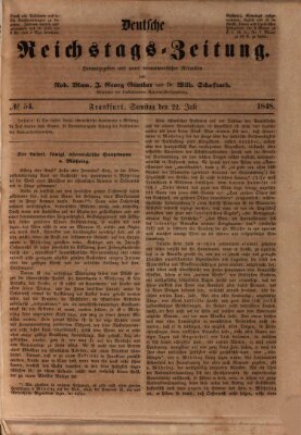 Deutsche Reichstags-Zeitung Samstag 22. Juli 1848