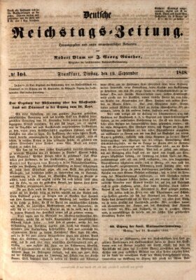 Deutsche Reichstags-Zeitung Dienstag 19. September 1848