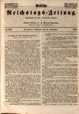 Deutsche Reichstags-Zeitung Mittwoch 20. September 1848