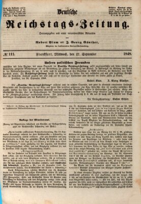 Deutsche Reichstags-Zeitung Mittwoch 27. September 1848