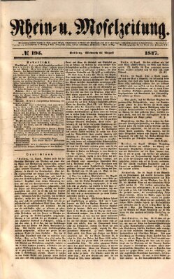 Rhein- und Mosel-Zeitung Mittwoch 25. August 1847