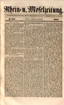 Rhein- und Mosel-Zeitung Sonntag 12. September 1847