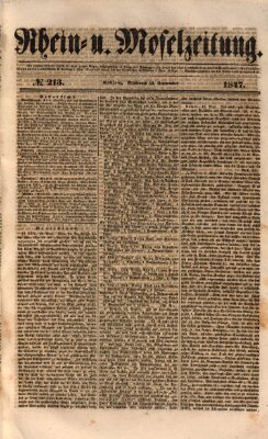 Rhein- und Mosel-Zeitung Mittwoch 15. September 1847