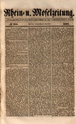 Rhein- und Mosel-Zeitung Donnerstag 16. September 1847