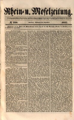 Rhein- und Mosel-Zeitung Mittwoch 29. September 1847