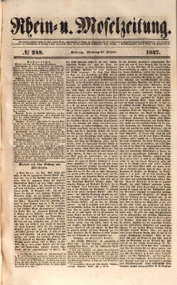 Rhein- und Mosel-Zeitung Mittwoch 27. Oktober 1847