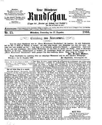 Neue Münchener Rundschau Donnerstag 27. Dezember 1866