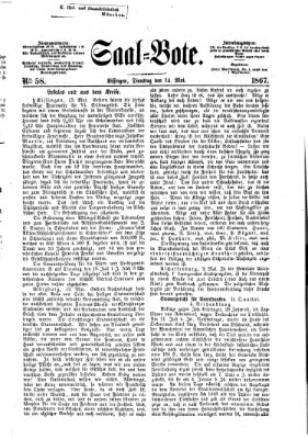 Saal-Bote Dienstag 14. Mai 1867