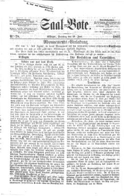 Saal-Bote Samstag 29. Juni 1867