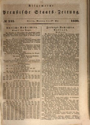 Allgemeine preußische Staats-Zeitung Montag 3. Mai 1830