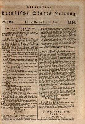 Allgemeine preußische Staats-Zeitung Montag 10. Mai 1830