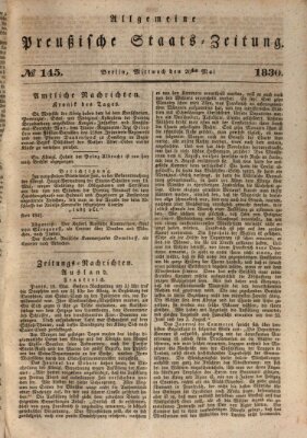 Allgemeine preußische Staats-Zeitung Mittwoch 26. Mai 1830
