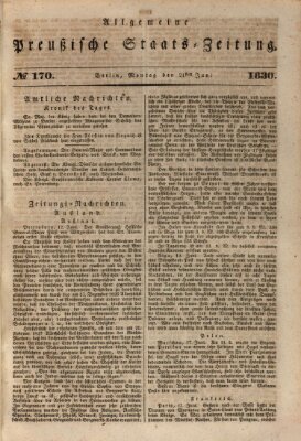 Allgemeine preußische Staats-Zeitung Montag 21. Juni 1830