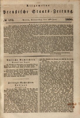 Allgemeine preußische Staats-Zeitung Donnerstag 24. Juni 1830