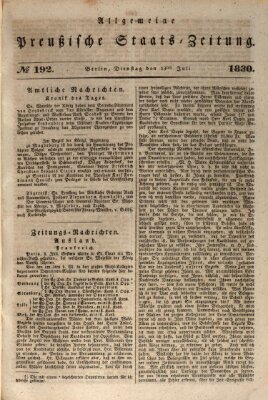 Allgemeine preußische Staats-Zeitung Dienstag 13. Juli 1830