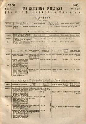 Allgemeine preußische Staats-Zeitung Dienstag 13. Juli 1830