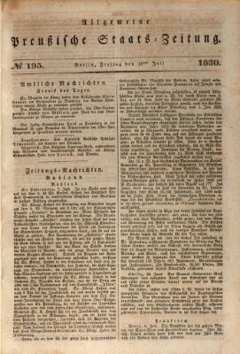 Allgemeine preußische Staats-Zeitung Freitag 16. Juli 1830