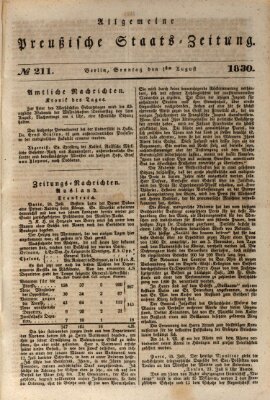 Allgemeine preußische Staats-Zeitung Sonntag 1. August 1830