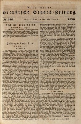 Allgemeine preußische Staats-Zeitung Montag 16. August 1830