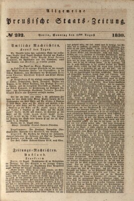 Allgemeine preußische Staats-Zeitung Sonntag 22. August 1830