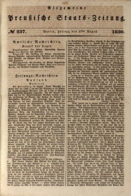 Allgemeine preußische Staats-Zeitung Freitag 27. August 1830