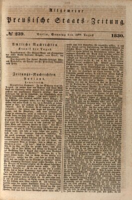 Allgemeine preußische Staats-Zeitung Sonntag 29. August 1830