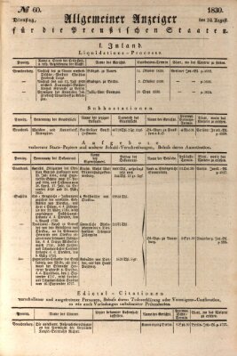 Allgemeine preußische Staats-Zeitung Dienstag 24. August 1830